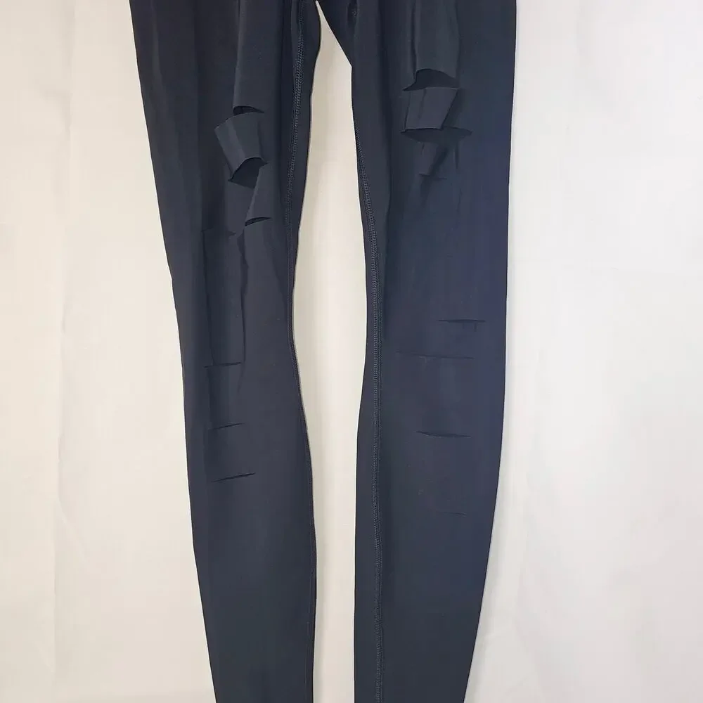 Alo Yoga Legging High Waisted Ripped Black Size XSmall
